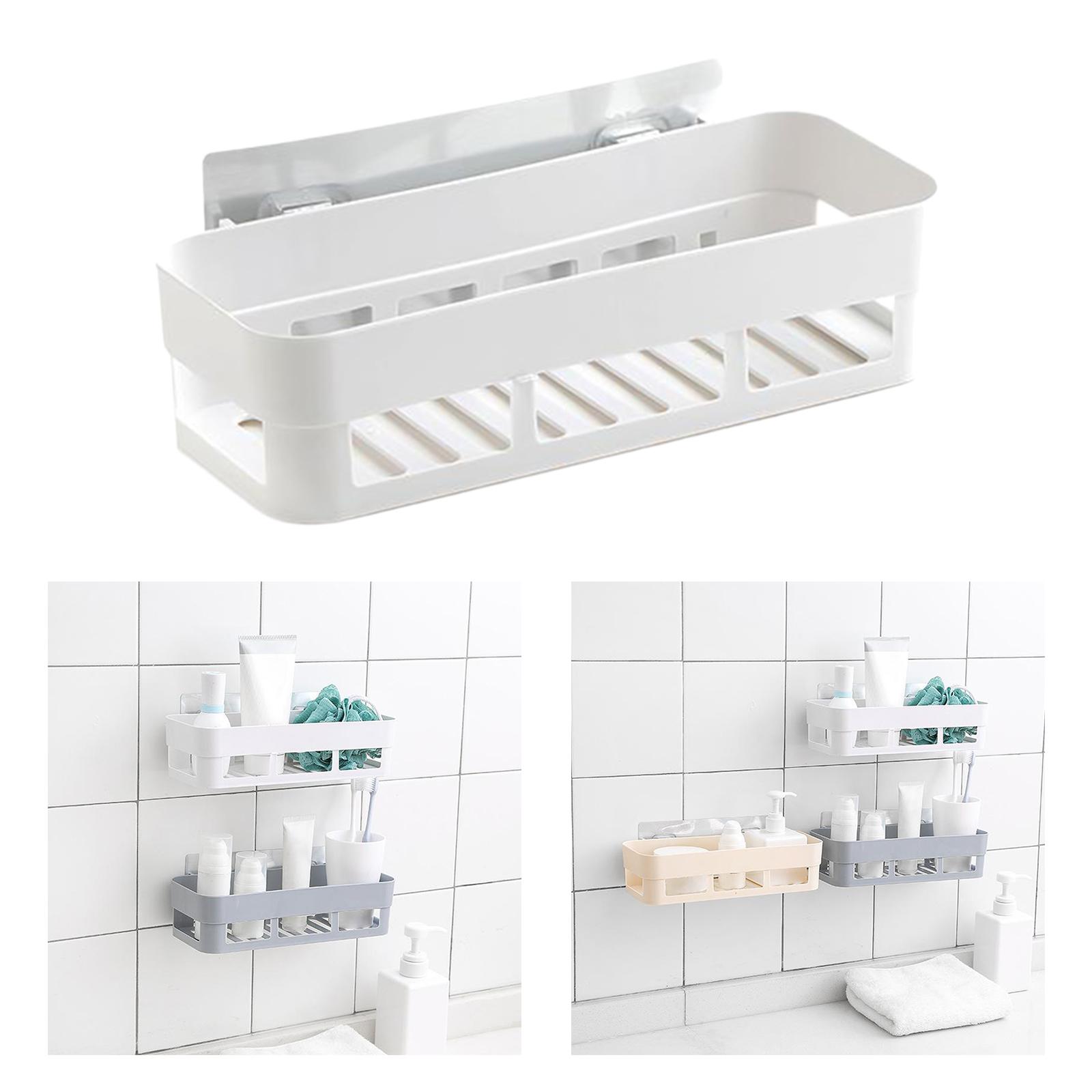 Plastic Bathroom Caddy Shower Storage Rack Kitchen Wall Shelf White