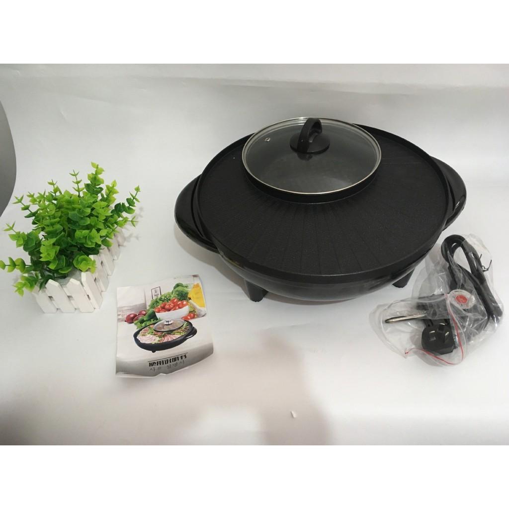 Nồi Lẩu Nướng Điện 2 in 1 Đa Năng 34cm, Công Suất Lớn 1800W
