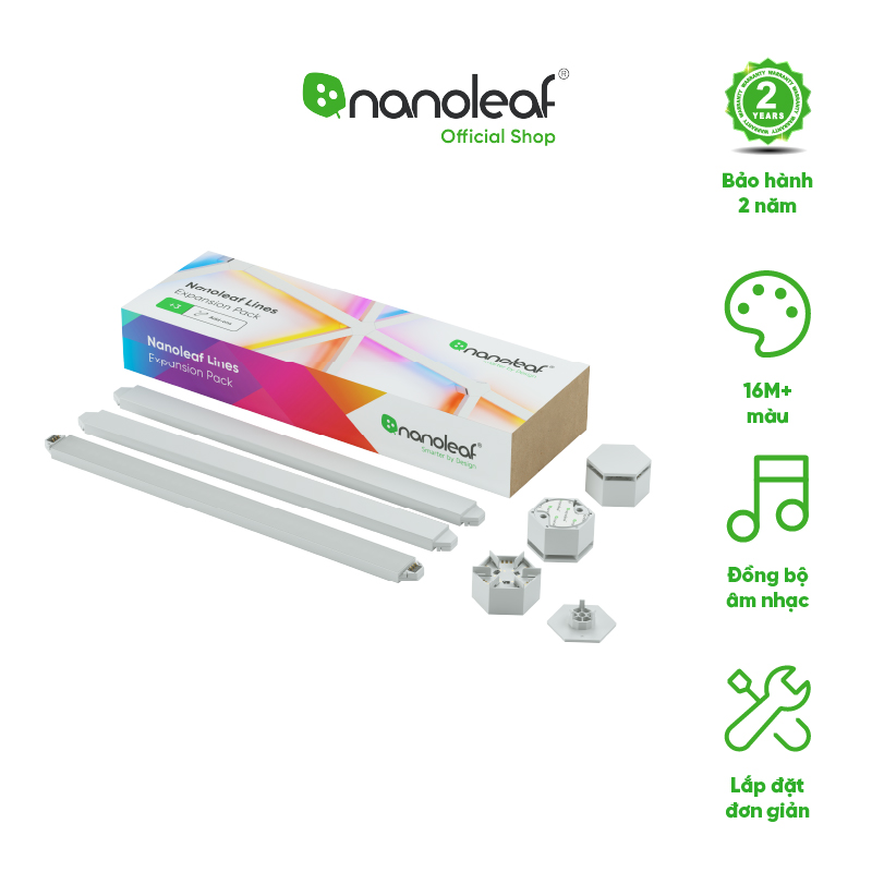 Đèn LED RGB lắp ghép thông minh Nanoleaf Lines Lục Giác - Hexagon 3 thanh đèn