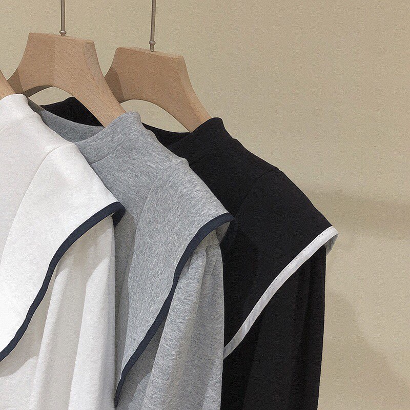 Áo thun cánh bướm phong cách Hàn Quốc cổ tròn dài tay crop top