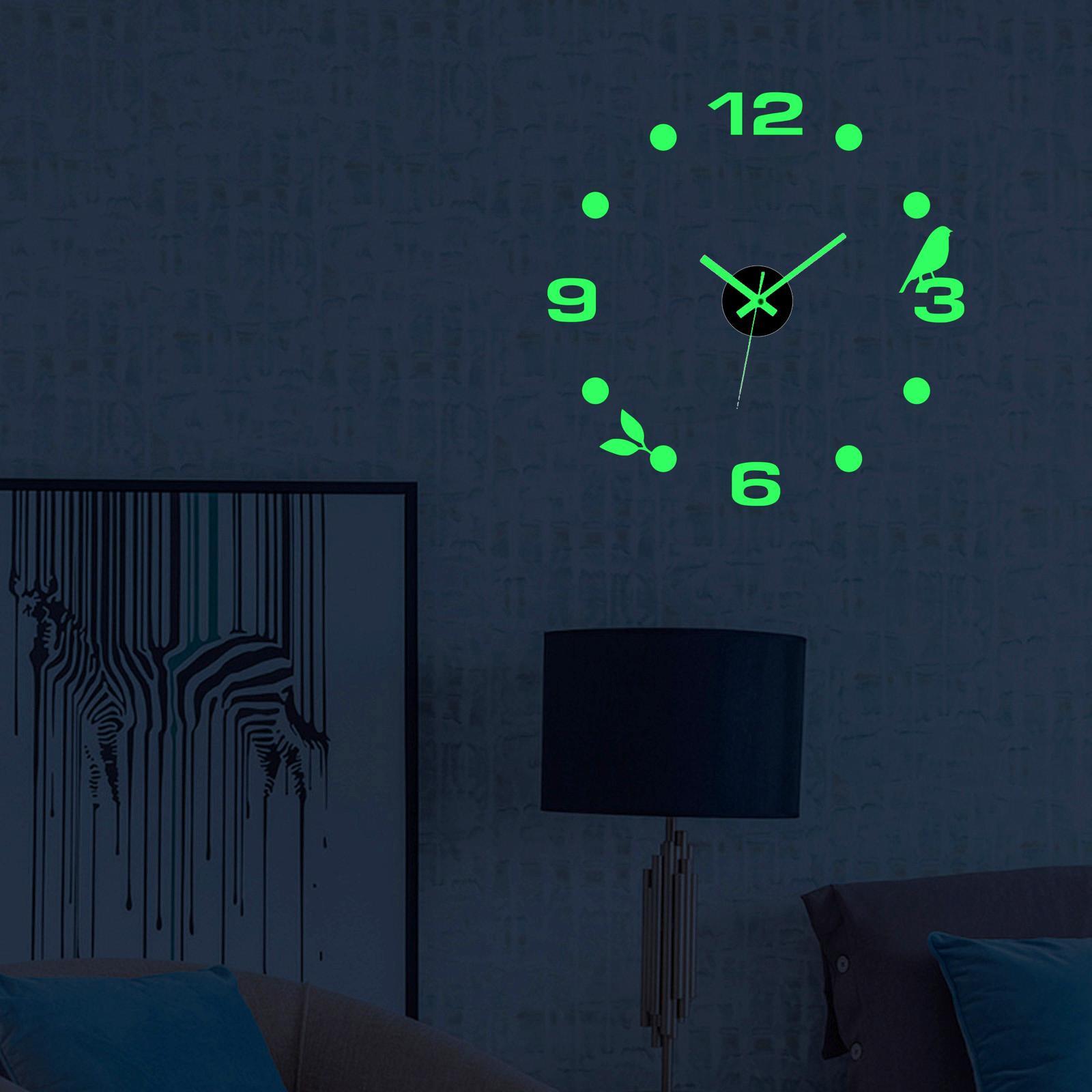 Modern Luminous Wall Clock Stickers 3D DIY Wall Clocks Frameless for Decor