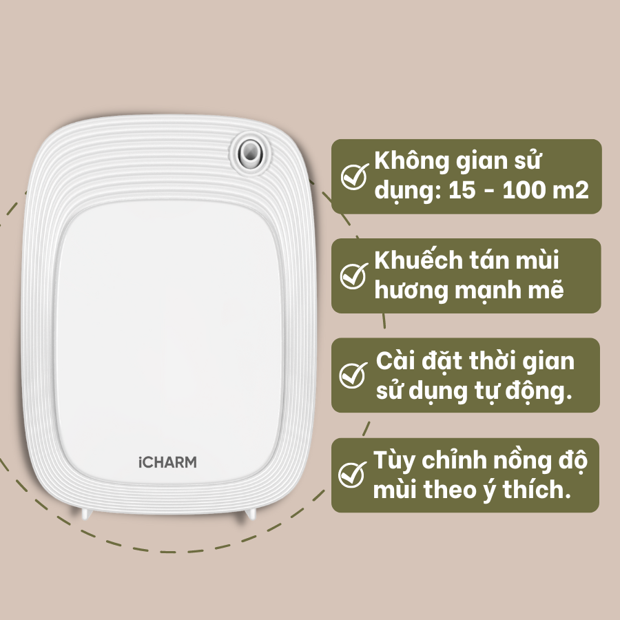 Máy khuếch tán tinh dầu không dùng nước i118  - Tạo mùi thơm, khử mùi hôi trong phòng, spa, cửa hàng chính hãng iCHARM