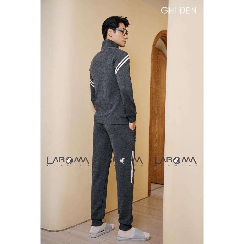 Bộ Quần Áo Nỉ Thu Đông Khóa Kéo Laroma Cho Nam | Sọc Đôi - Giữ Ấm - Vải Thơm - Kháng Khuẩn