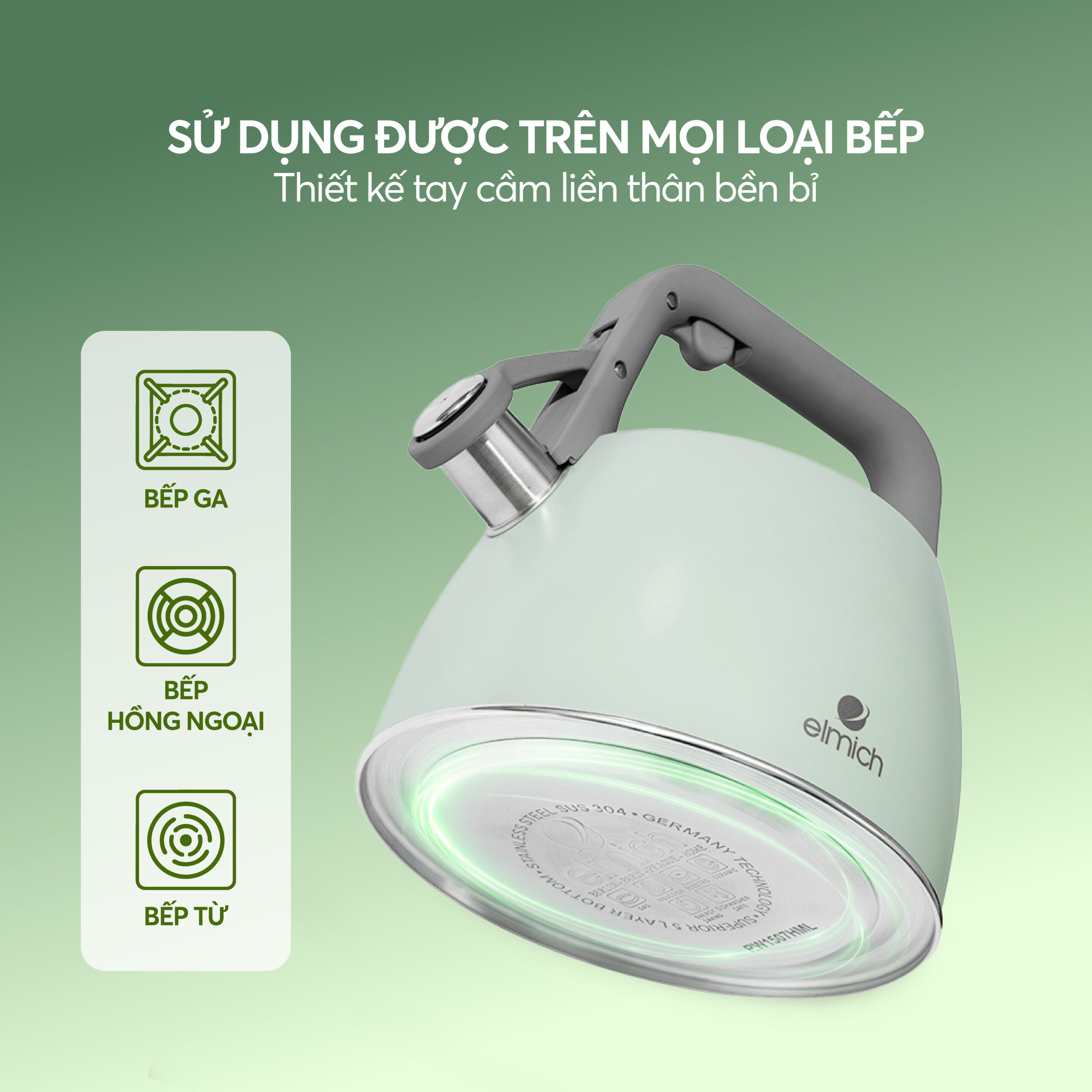 Ấm Đun Nước Trên Bếp Elmich EL8279 2.5L, Hàng Chính Hãng, Inox 304, Còi Báo Tự Động - JoyMall