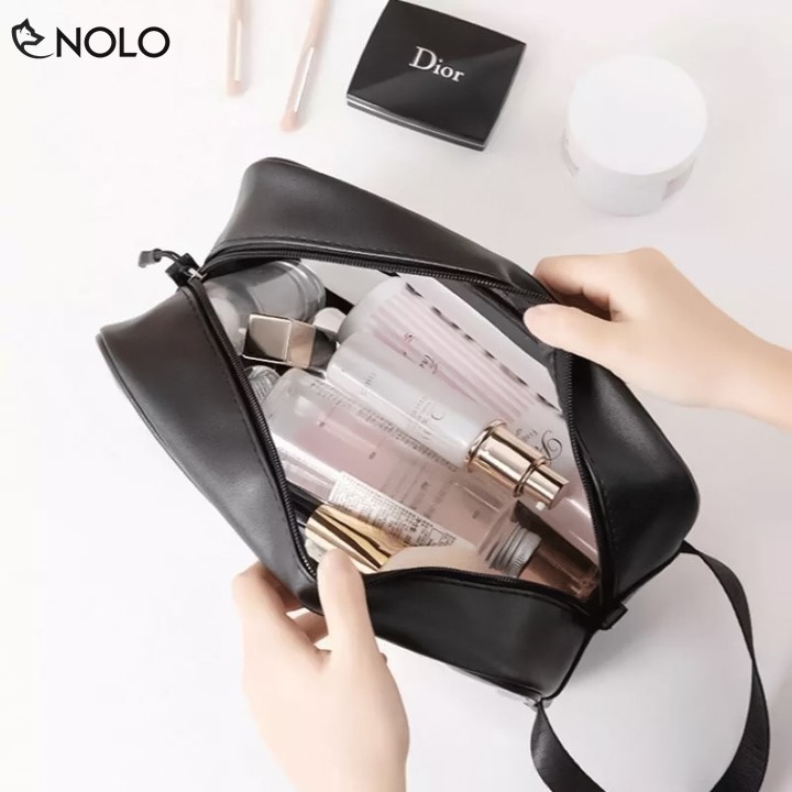 Túi Đựng Mỹ Phẩm Vật Dụng Du Lịch Washbag Cỡ Trung Kích Thước 26x10x15cm Chất Liệu PU TPU Chống Thấm