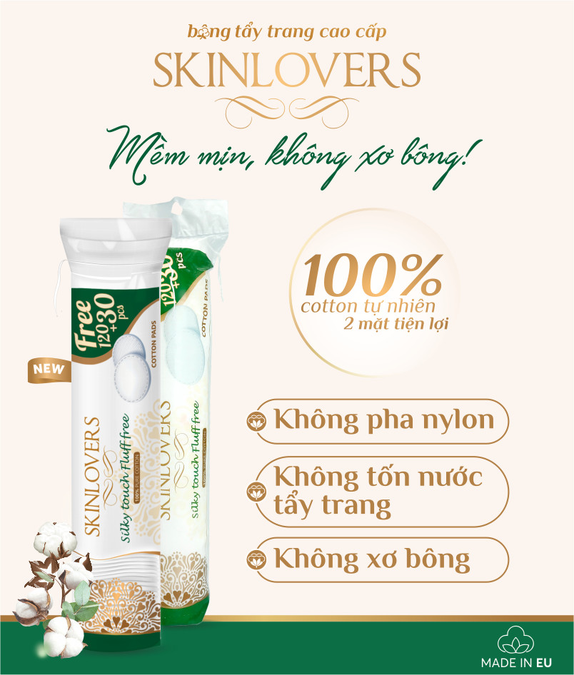 Combo 5 Gói Bông Tẩy Trang Skinlovers 120+30 miếng