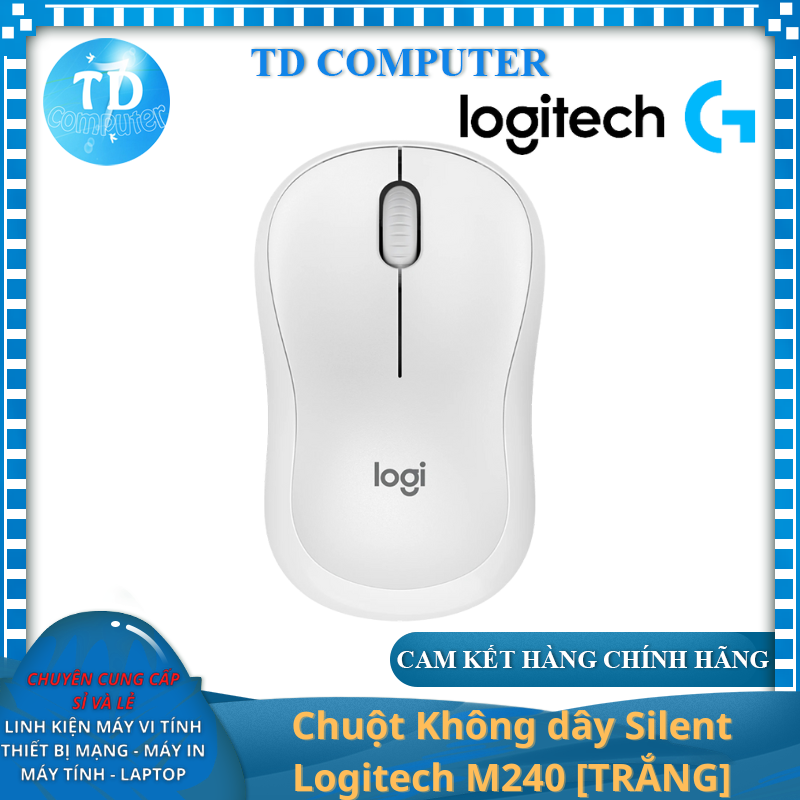 Chuột Không dây Silent Logitech M240 [TRẮNG] (Bluetooth + Wireless Logi Bolt) - Hàng chính hãng DigiWorld phân phối