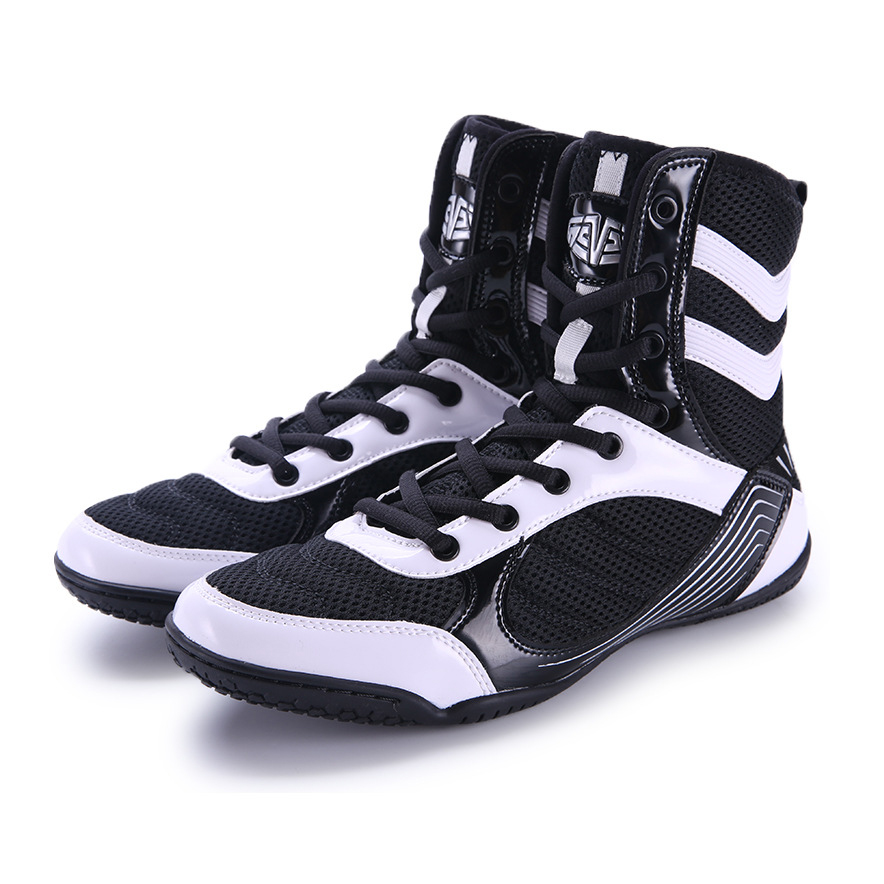 Giày boxing Mingsibo High Top Professional  - Black/White