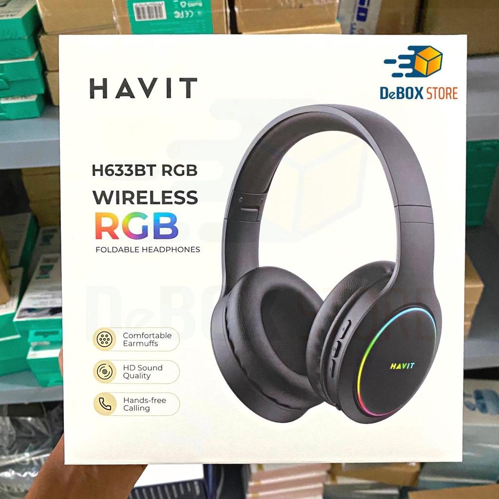 Tai Nghe Headphone Bluetooth HAVIT H633BT, Kiểu Dáng Công Thái Học, Hổ Trợ Đèn Led RGB, Nghe Đến 22H - Hàng Chính Hãng