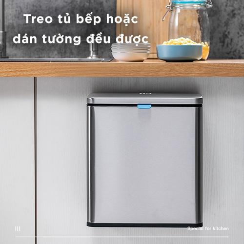 Thùng Rác Treo Tủ Bếp Mini Để Bàn Có Nắp Đậy Thông Minh Inox Cao Cấp Khử Mùi Than Hoạt Tính CCKO