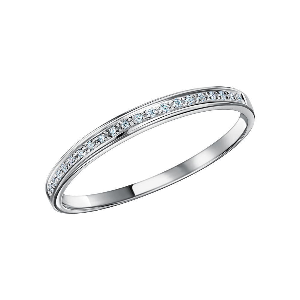Nhẫn Vàng Trắng 14K Đính Kim Cương