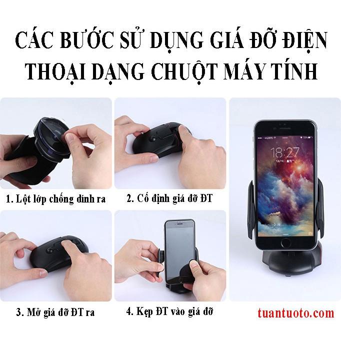 Giá đỡ điện thoại ô tô thu gọn dạng chuột máy tính
