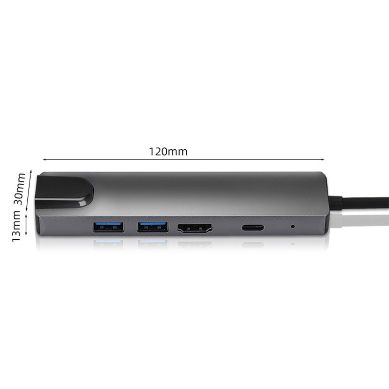 Bộ Chia Hub USB Type C Ra 5 Cổng USB 3.0, HDMI, sạc nhanh PD, cổng Ethernet nhanh