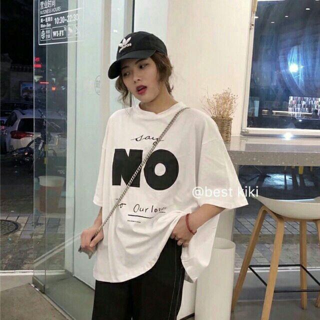 Áo thun in chữ unisex Áo thun tay lỡ Áo thun form rộng Áo thun giấu quần Áo thun bigsize yes/no