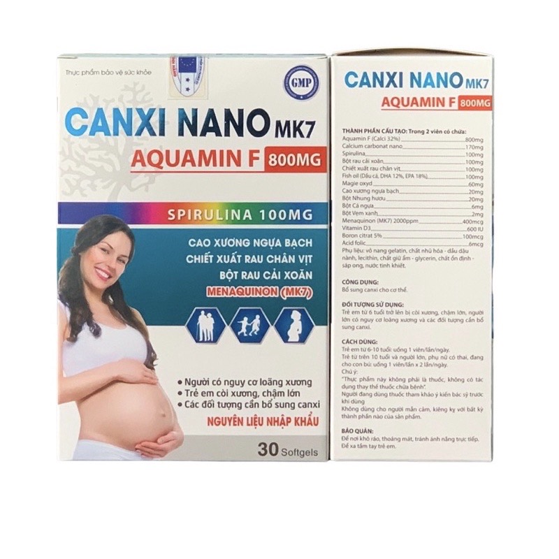 Canxi Nano MK7 Aquamin F 800mg - Hộ 30 viên - nguyên liệu nhập khẩu - bổ sung canxi hữu cơ, Vinaphar