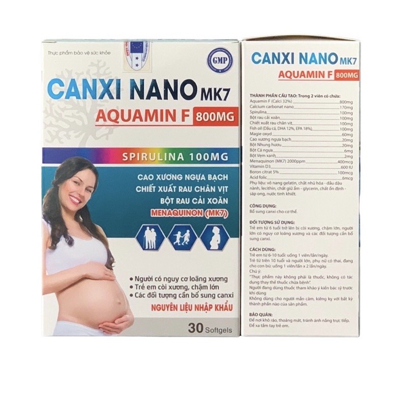 ￼Canxi Nano MK7 Aquamin F 800mg - Hộ 30 viên - nguyên liệu nhập khẩu - bổ sung canxi hữu cơ, Vinaphar