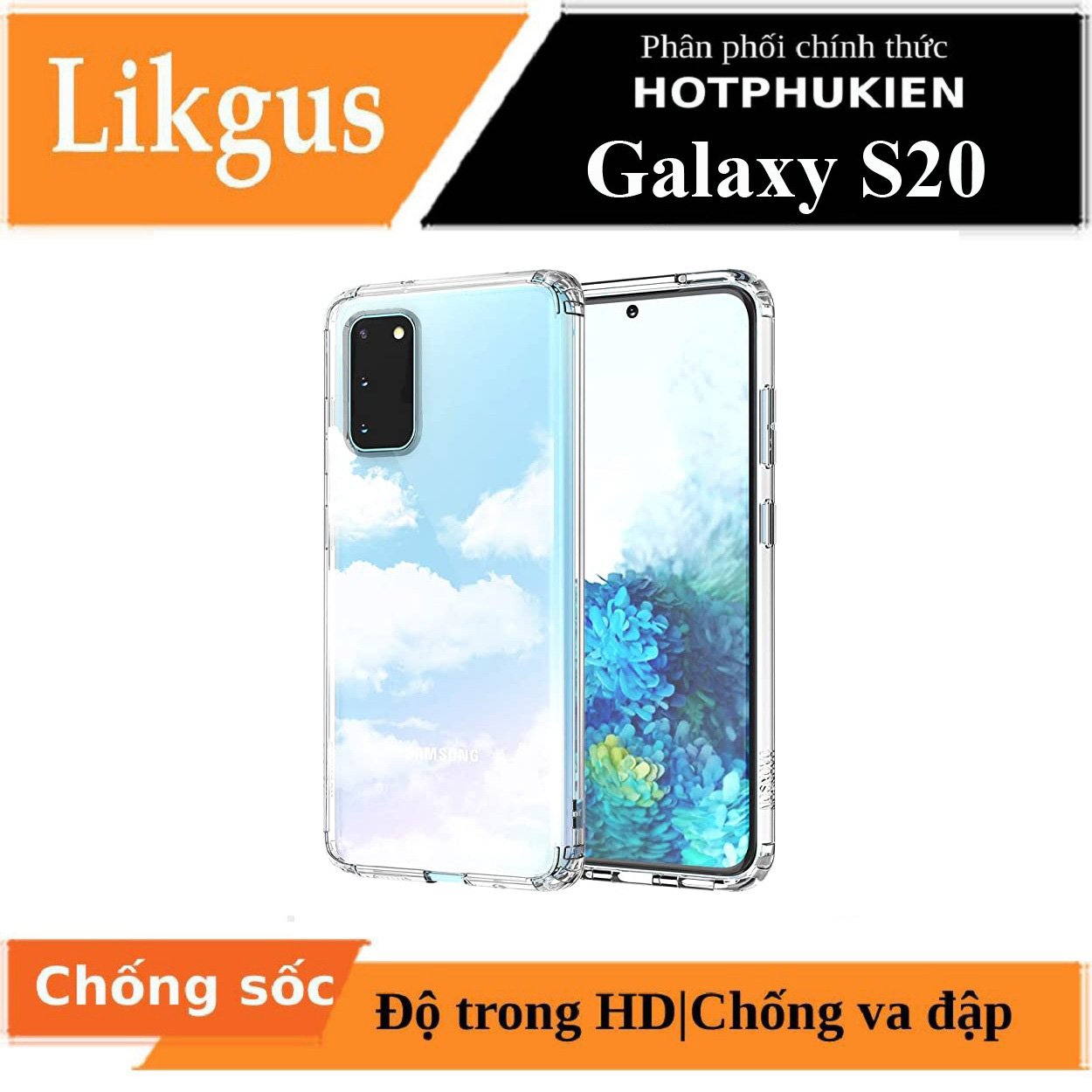 Ốp lưng chống sốc trong suốt cho Samsung Galaxy S20 Likgus Crashproof giúp chống chịu mọi va đập - hàng nhập khẩu