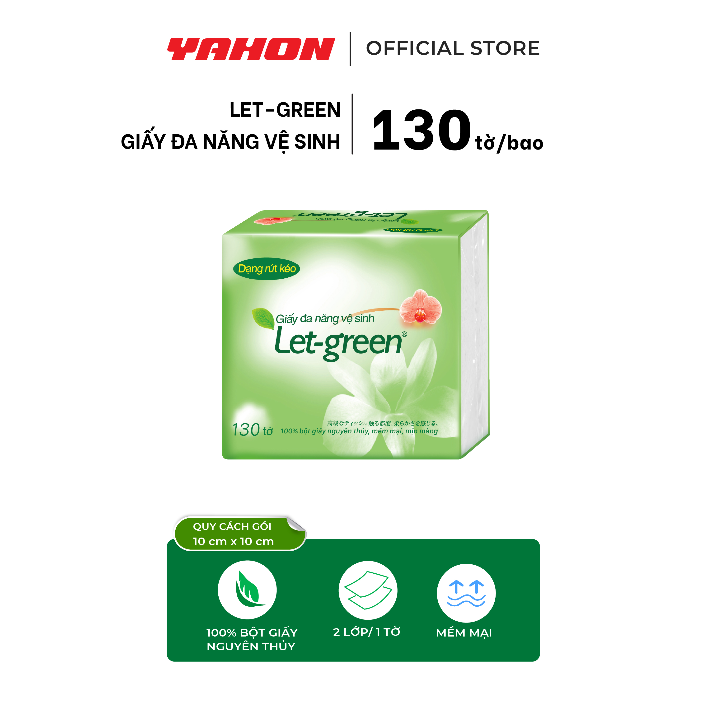 Combo Bao Khăn Giấy Vệ Sinh Đa Năng LET-GREEN 10*21cm, 130 Tờ/Bao