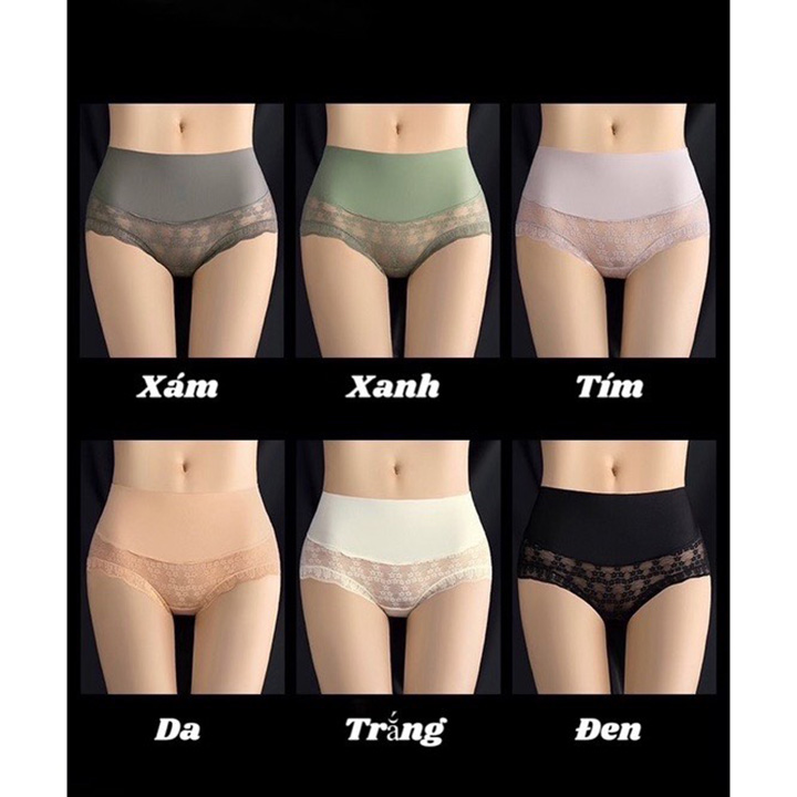 Quần lót nữ cạp cao ren hoa cạp su mềm CAO CẤP, che phủ khuyết điểm, kháng khuẩn co giãn 4 chiều cực tốt, CÓ SIZE TO