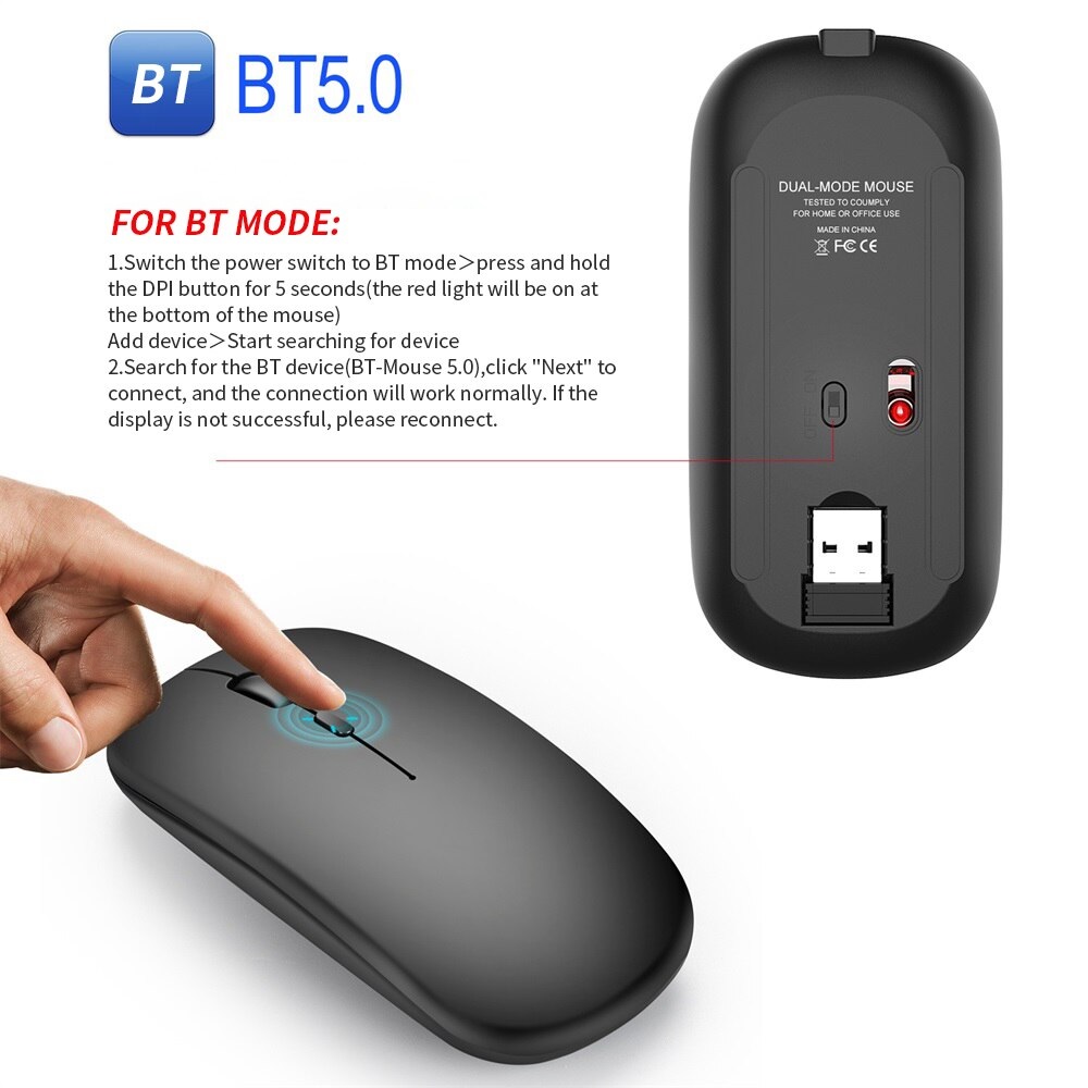 Chuột Không Dây 2.4G Bluetooth 5.0 1600DPI M90 - Hàng Nhập Khẩu
