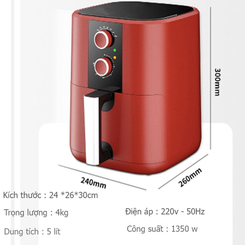 Nồi chiên không dầu dung tích 5L,công suất 1350W