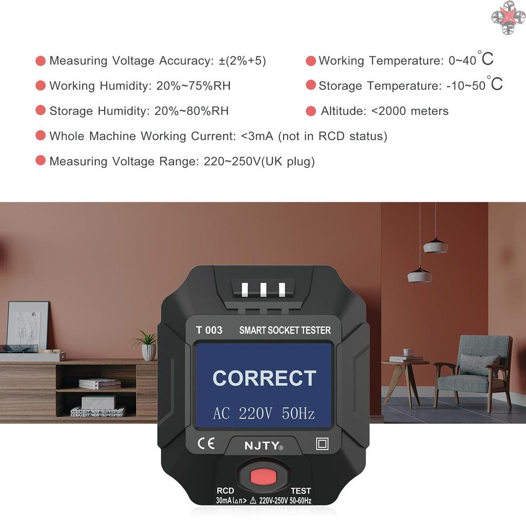 Thiết Bị Kiểm Tra Ổ Cắm Gắn Tường 220~250v
