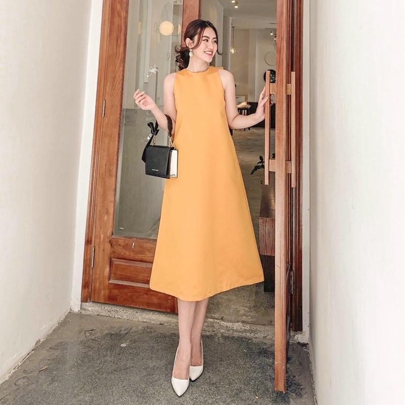 Đầm váy suông sát nách nơ sau 2 màu phù hợp đi chơi đi làm