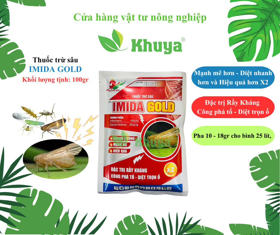 Thuốc trừ sâu IMANDA 100WP hiệu IMIDA Gold 100gr Đặc Trị Rầy Kháng tận ổ