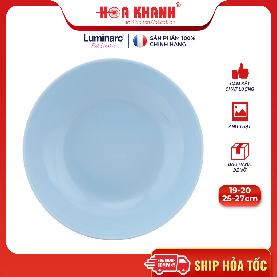 Đĩa Sâu Thủy Tinh Luminarc Diwali Light Blue 20cm - bộ 6 đĩa - P2021