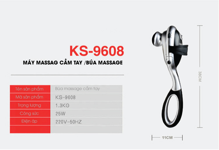 Máy Massage Cầm Tay Đa Năng Suteki KS-9608 - Tay Cầm Có Thể Tách Riêng - Tặng Kèm Máy Massage Cầm Tay Mini