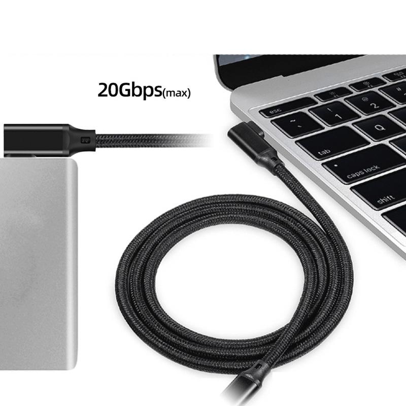 Màu đen bện 4K @ 60HZ Type-C Gaming Cáp dữ liệu sạc 90 độ Dây cáp USB C có IC E-Marker cho điện thoại VR Link Quest2 Màu sắc: Đen