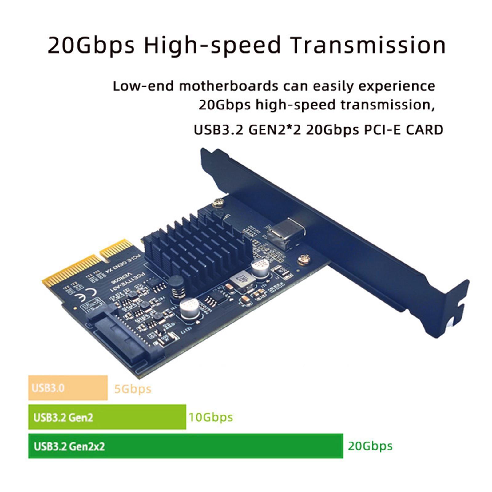 Pci-e 4x to USB3.2 Front Type C Expansion 3.0 Adapter for Desktop Motherboard Durable Replacement