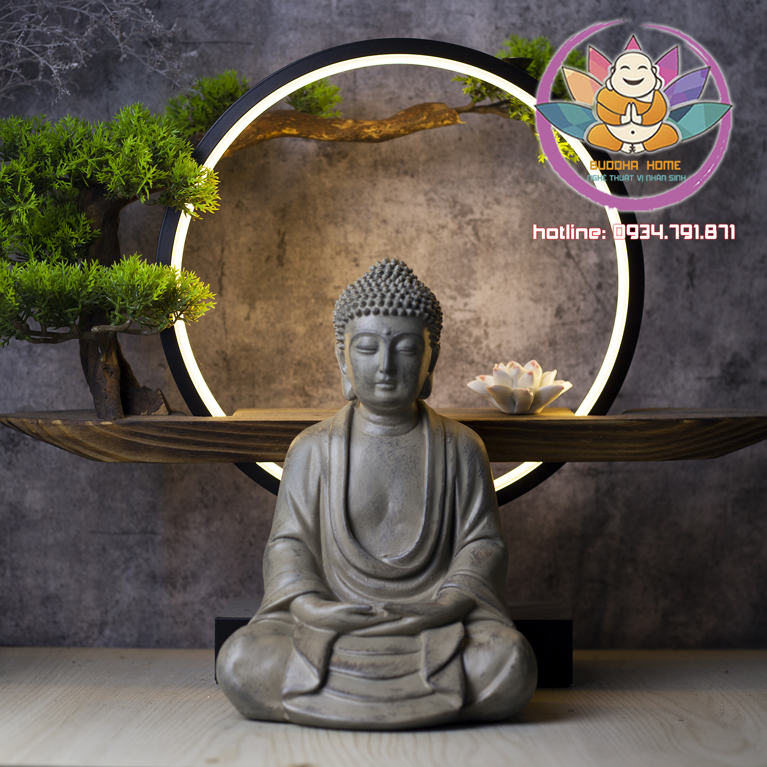 Tượng Phật An Nhiên -Thiền Định -Tự Tại Cao 25cm Màu cổ Trang trí nhà cửa phong thủy