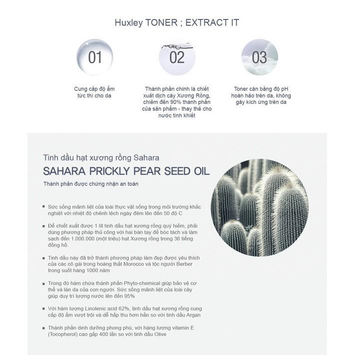 Combo Giúp Da Căng Bóng Từ Xương Rồng Huxley Secret Of Sahara (Toner 120ml+Kem Glow Awakening 50ml)