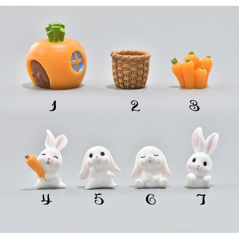 Mô Hình Chú thỏ và củ cà rốt Làm Tiểu Cảnh - trang trí terrarium / decord mô hình quà tặng trang trí