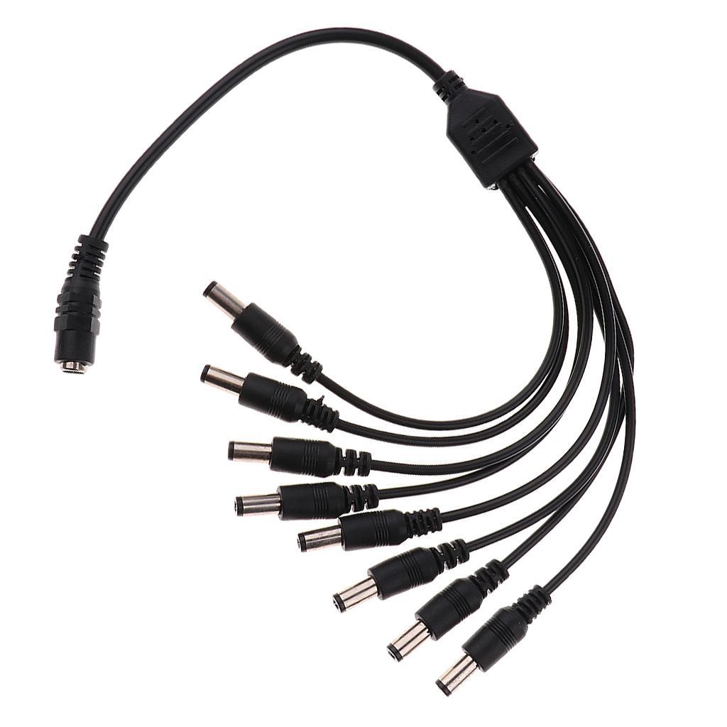 39cm Power Supply Adapter 8 Split Power Cable for CCTV Camera DVR Black
