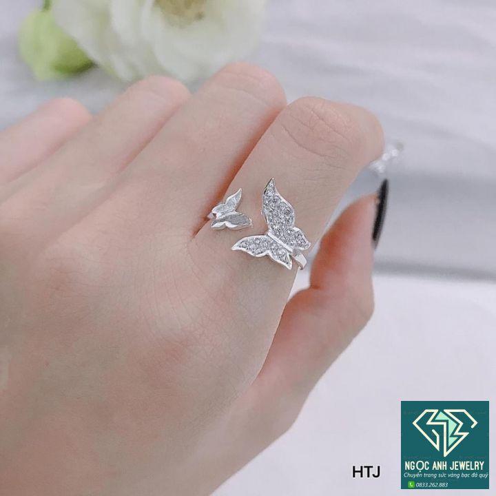 Nhẫn bạc nữ thiết kế hình cánh bướm, độc đáo xinh xắn,free size
