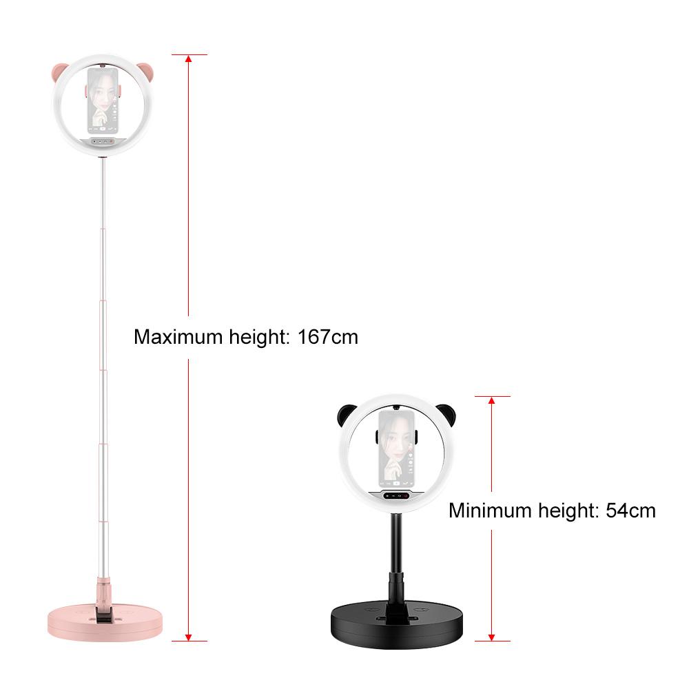 Đèn LED vòng tròn di động có thể gập lại với giá đỡ điện thoại 3 chế độ màu & 10 mức độ sáng để trang điểm