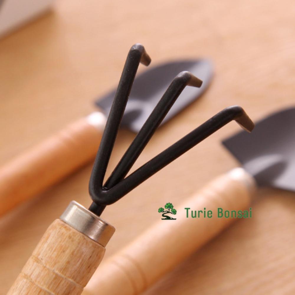 Bộ 03 Dụng cụ làm vườn cán gỗ Xẻng + Bay + Cào đất trồng rau trồng hoa chăm cây cảnh