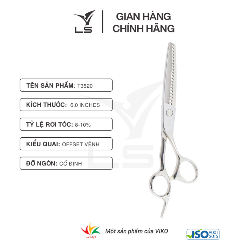 Kéo tỉa tóc LS rơi 8-10% quai offset vênh đỡ ngón cố định T3520