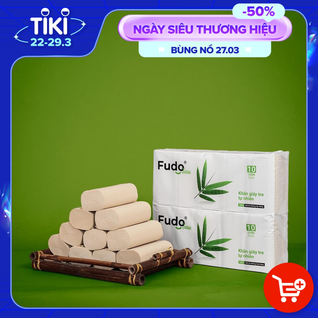 Khăn giấy tre Fudo - Combo 20 Cuộn Giấy Vệ Sinh Không Lõi (4 lớp): 100% bột tre, không tạo mùi, không tẩy trắng, siêu mềm, siêu mịn, siêu dai