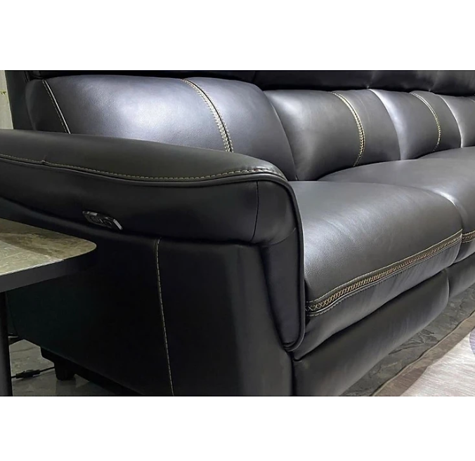 Sofa chỉnh điện góc L da bò Italy Tundo màu đen – SFDLCT29 dài 3m3 x 1m7 hàng cao cấp chuẩn da bò nhập khẩu Ý