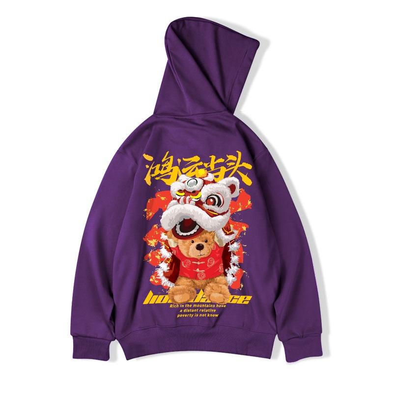 Áo Hoodie nam chất nỉ cao cấp from rộng in hình gấu sư tử độc lạ