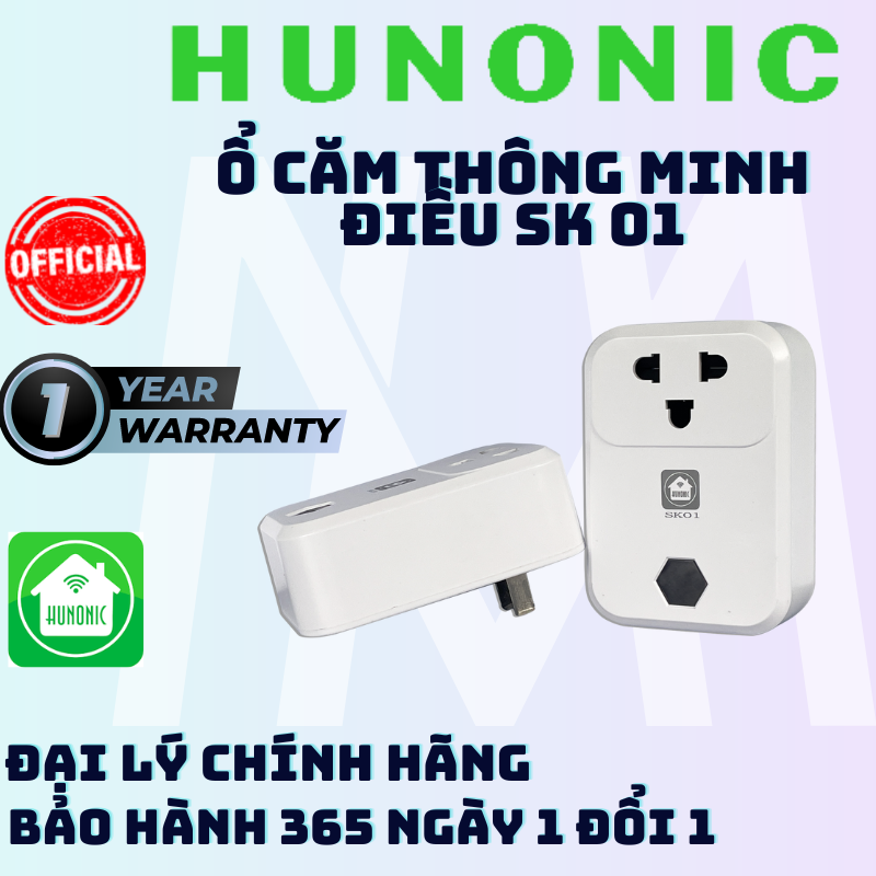 Ổ cắm thông minh Hunonic SK01. Điều khiển từ xa bằng điện thoại thông qua Wifi| Hẹn giờ tự động -2022