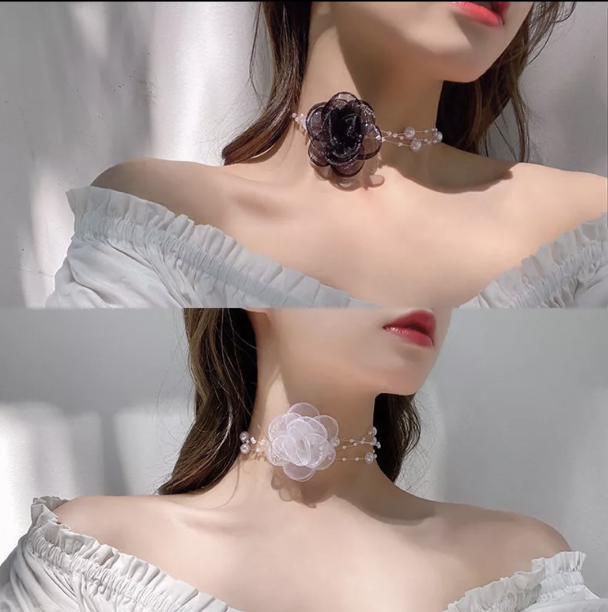 Vòng Cổ Choker phối hoa voan xinh xắn thời trang