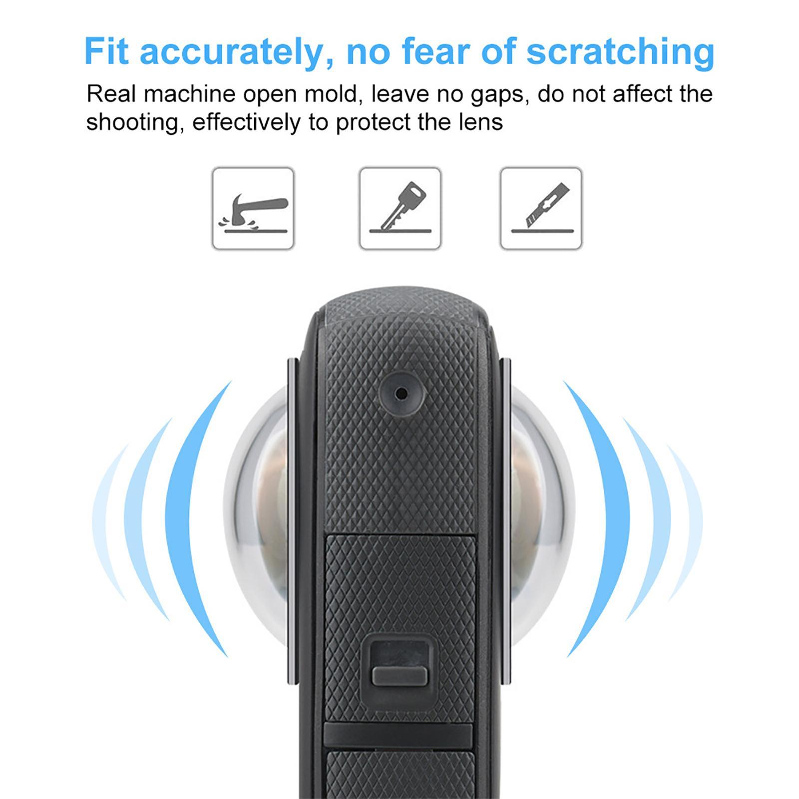 2 Pieces Dual Lens Guards PC Black Rubber Sleeve Screen Protector for Insta 360 One x2 Parts