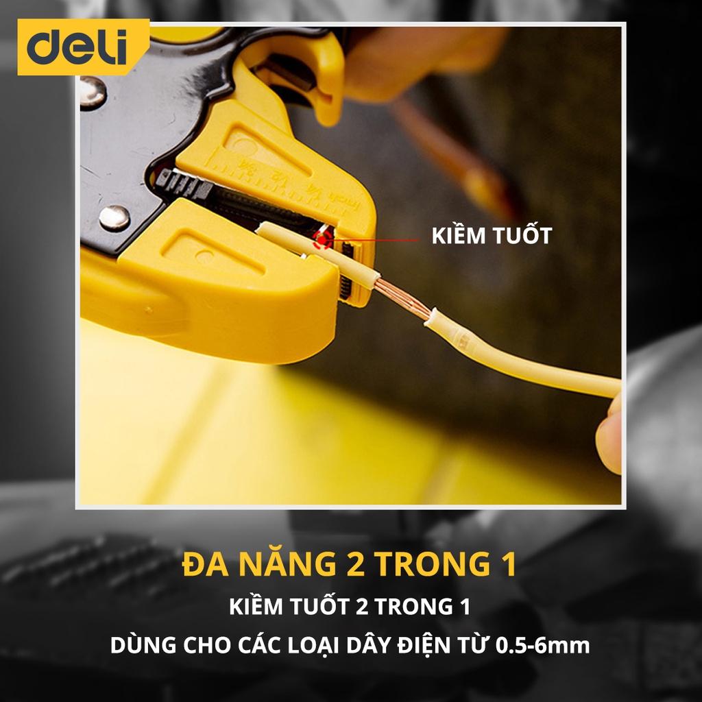 Kìm Tuốt Dây Điện Mỏ Quạ Đa Năng Deli 0.5-6mm - Thiết Kế Chuyên Dụng Giúp Tiết Kiệm Thời Gian, Công Sức - DL2003