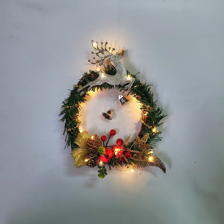 Vòng Hoa Noel VN06 Vòng Nguyệt Quế Giáng Sinh Có Đèn