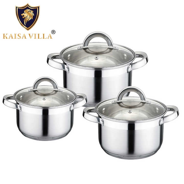 Bộ nồi Inox 3 Món 6 Chi Tiết Kaisa Villa KV-2240 Đáy 5 Lớp, Dùng Cho Mọi Loại Bếp, Hàng Nhập khẩu