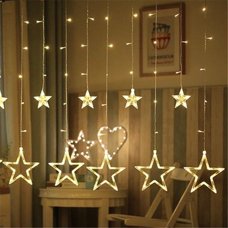 DÂY ĐÈN LED RÈM SAO RƠI 8 CHẾ ĐỘ CHIẾU MÀU CHỐNG THẤM NƯỚC -Trang Trí Ngoài Trời - Dài 2.5 Mét - NOEL- NĂM MỚI 2020-2021